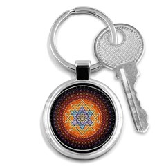 Cosmik Triangle Space Rainbow Light Blue Gold Orange Key Chains (round) 