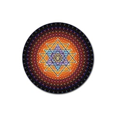 Cosmik Triangle Space Rainbow Light Blue Gold Orange Rubber Round Coaster (4 Pack)  by Mariart