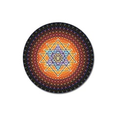 Cosmik Triangle Space Rainbow Light Blue Gold Orange Magnet 3  (round) by Mariart