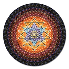 Cosmik Triangle Space Rainbow Light Blue Gold Orange Magnet 5  (round) by Mariart