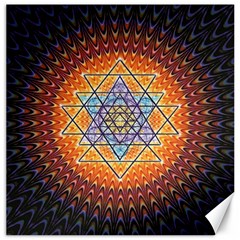 Cosmik Triangle Space Rainbow Light Blue Gold Orange Canvas 12  X 12  