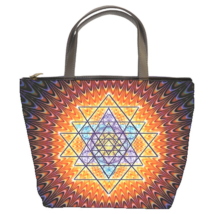 Cosmik Triangle Space Rainbow Light Blue Gold Orange Bucket Bags