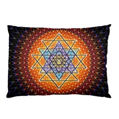 Cosmik Triangle Space Rainbow Light Blue Gold Orange Pillow Case by Mariart