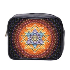 Cosmik Triangle Space Rainbow Light Blue Gold Orange Mini Toiletries Bag 2-side by Mariart