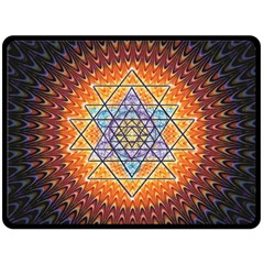 Cosmik Triangle Space Rainbow Light Blue Gold Orange Fleece Blanket (large) 