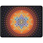 Cosmik Triangle Space Rainbow Light Blue Gold Orange Fleece Blanket (Large)  80 x60  Blanket Front