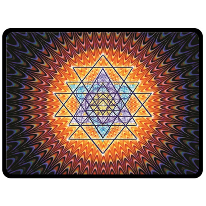 Cosmik Triangle Space Rainbow Light Blue Gold Orange Fleece Blanket (Large) 