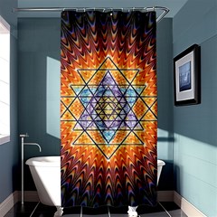 Cosmik Triangle Space Rainbow Light Blue Gold Orange Shower Curtain 36  X 72  (stall)  by Mariart