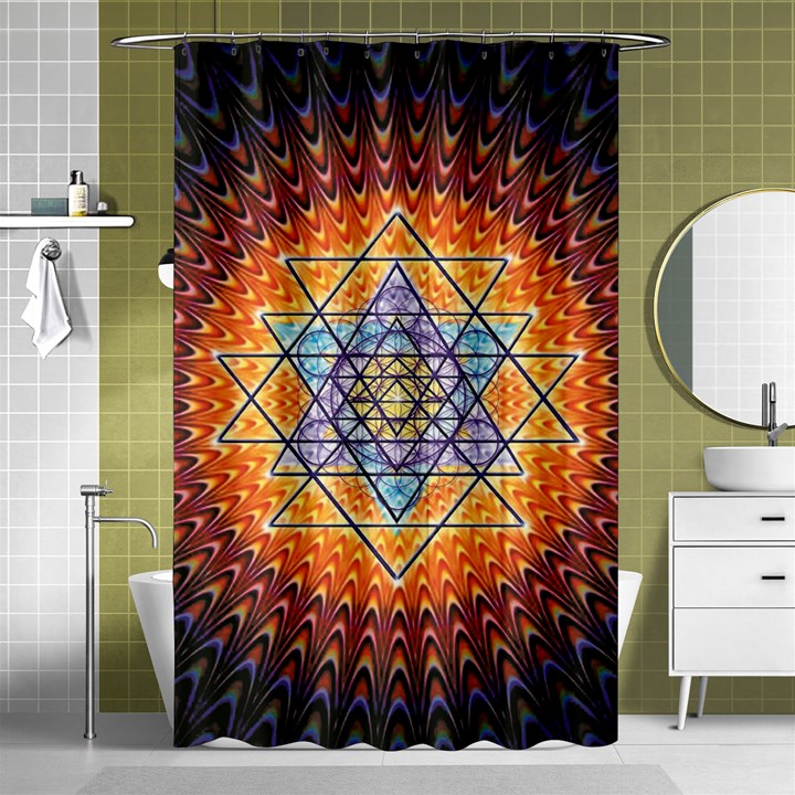 Cosmik Triangle Space Rainbow Light Blue Gold Orange Shower Curtain 48  x 72  (Small) 