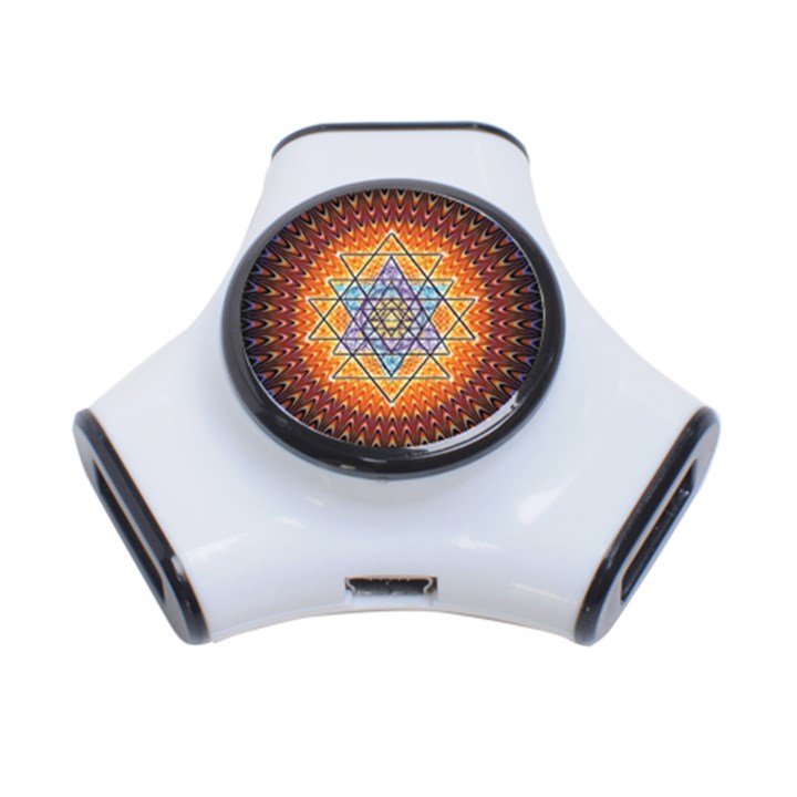 Cosmik Triangle Space Rainbow Light Blue Gold Orange 3-Port USB Hub