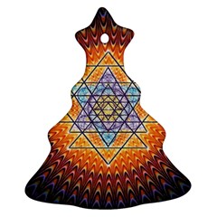 Cosmik Triangle Space Rainbow Light Blue Gold Orange Ornament (christmas Tree)  by Mariart