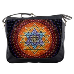 Cosmik Triangle Space Rainbow Light Blue Gold Orange Messenger Bags