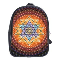 Cosmik Triangle Space Rainbow Light Blue Gold Orange School Bag (xl) by Mariart