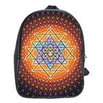 Cosmik Triangle Space Rainbow Light Blue Gold Orange School Bag (XL) Front