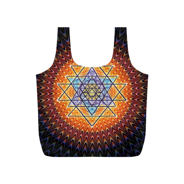 Cosmik Triangle Space Rainbow Light Blue Gold Orange Full Print Recycle Bags (S) 