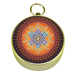 Cosmik Triangle Space Rainbow Light Blue Gold Orange Gold Compasses by Mariart