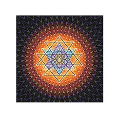 Cosmik Triangle Space Rainbow Light Blue Gold Orange Small Satin Scarf (square)