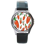 Fruit Vegetable Carrots Round Metal Watch Front