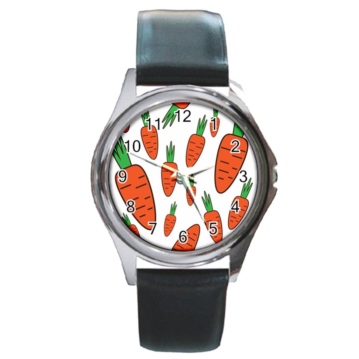 Fruit Vegetable Carrots Round Metal Watch