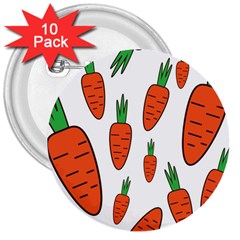 Fruit Vegetable Carrots 3  Buttons (10 Pack)  by Mariart