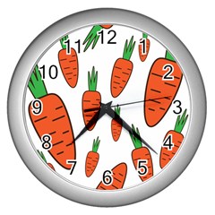 Fruit Vegetable Carrots Wall Clocks (silver)  by Mariart