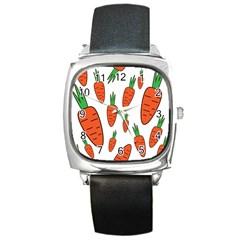 Fruit Vegetable Carrots Square Metal Watch by Mariart