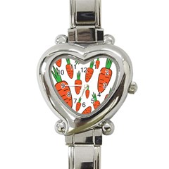 Fruit Vegetable Carrots Heart Italian Charm Watch by Mariart