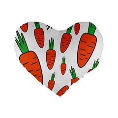 Fruit Vegetable Carrots Standard 16  Premium Flano Heart Shape Cushions by Mariart