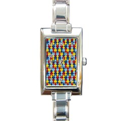 Fuzzle Red Blue Yellow Colorful Rectangle Italian Charm Watch