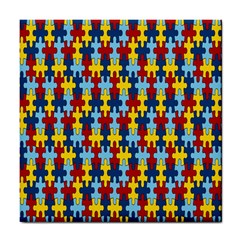 Fuzzle Red Blue Yellow Colorful Tile Coasters