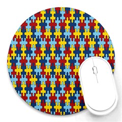 Fuzzle Red Blue Yellow Colorful Round Mousepads