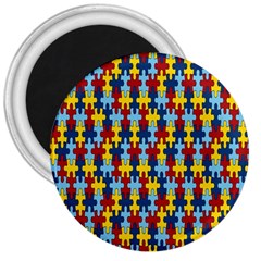 Fuzzle Red Blue Yellow Colorful 3  Magnets by Mariart