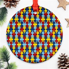 Fuzzle Red Blue Yellow Colorful Ornament (round) by Mariart