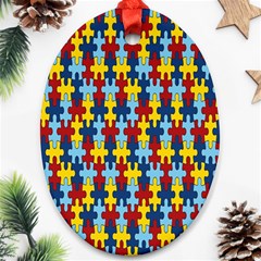 Fuzzle Red Blue Yellow Colorful Ornament (oval)