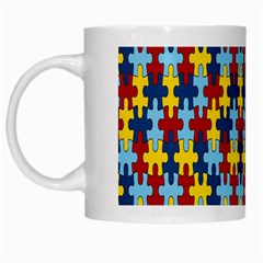 Fuzzle Red Blue Yellow Colorful White Mugs