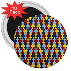 Fuzzle Red Blue Yellow Colorful 3  Magnets (10 Pack)  by Mariart