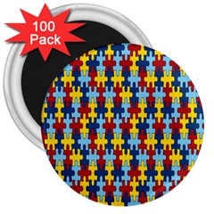 Fuzzle Red Blue Yellow Colorful 3  Magnets (100 Pack) by Mariart