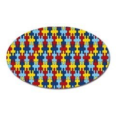 Fuzzle Red Blue Yellow Colorful Oval Magnet by Mariart