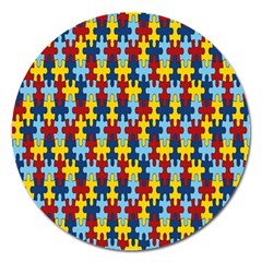 Fuzzle Red Blue Yellow Colorful Magnet 5  (round) by Mariart