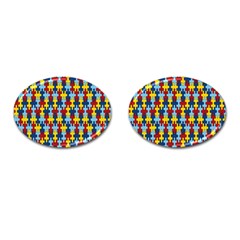 Fuzzle Red Blue Yellow Colorful Cufflinks (oval) by Mariart