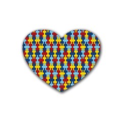 Fuzzle Red Blue Yellow Colorful Heart Coaster (4 Pack) 