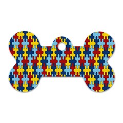 Fuzzle Red Blue Yellow Colorful Dog Tag Bone (one Side)