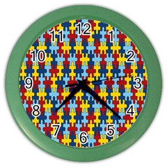 Fuzzle Red Blue Yellow Colorful Color Wall Clocks by Mariart