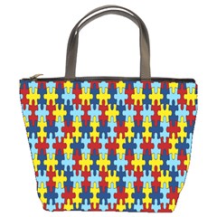 Fuzzle Red Blue Yellow Colorful Bucket Bags by Mariart