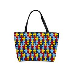 Fuzzle Red Blue Yellow Colorful Shoulder Handbags by Mariart