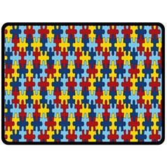 Fuzzle Red Blue Yellow Colorful Fleece Blanket (large) 