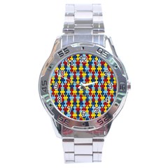 Fuzzle Red Blue Yellow Colorful Stainless Steel Analogue Watch by Mariart