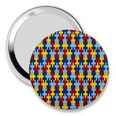 Fuzzle Red Blue Yellow Colorful 3  Handbag Mirrors