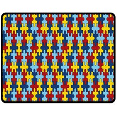 Fuzzle Red Blue Yellow Colorful Double Sided Fleece Blanket (medium) 