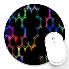 Grid Light Colorful Bright Ultra Round Mousepads by Mariart